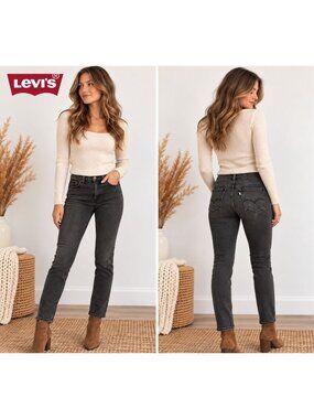Levi's Line 8 Jeans Women's 28x32 Gray Skinny Stretch Denim Pants Streetwear